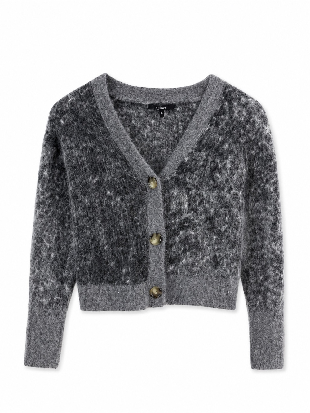 Quince Alpaca Wool Blend Fuzzy Cropped Cardigan Gray Size Small